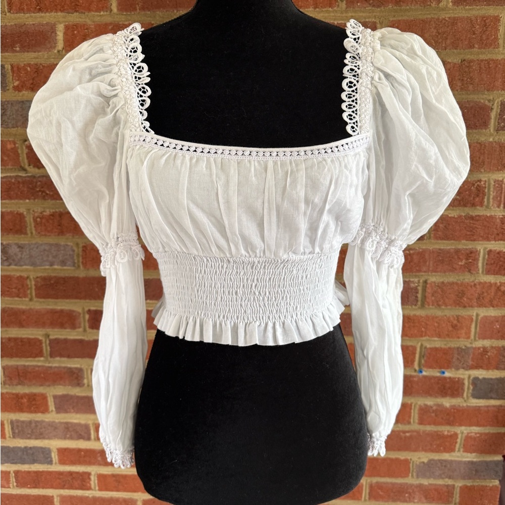 Charo Ruiz White Lace Detail Blouse